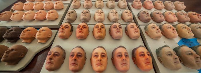 Rostos de Anomalisa impressos em CJP da Starburns
