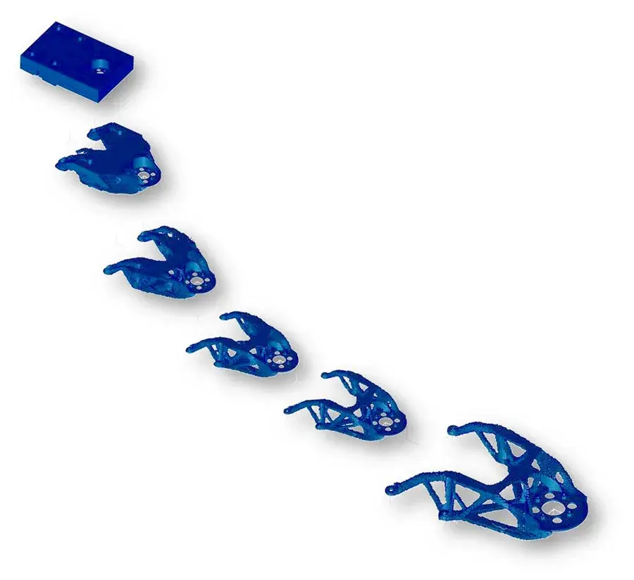 Processo de otimização topológica de um suporte de satélite de metal