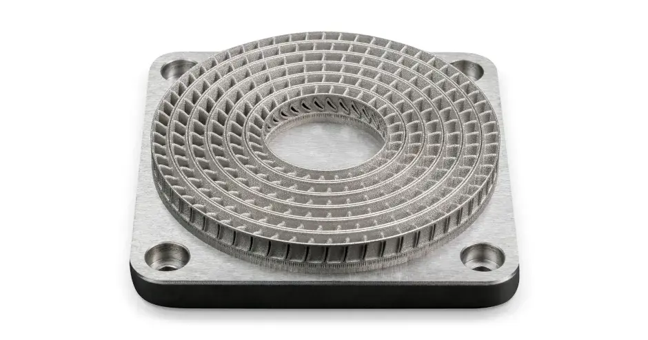 Peça em Laserform CoCr (B) impressa com a DMP Flex 100 com paredes finas