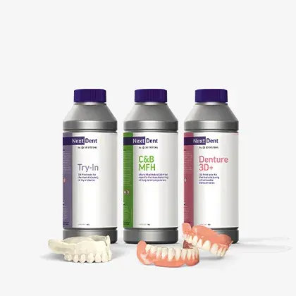 3 garrafas de materiais NextDent