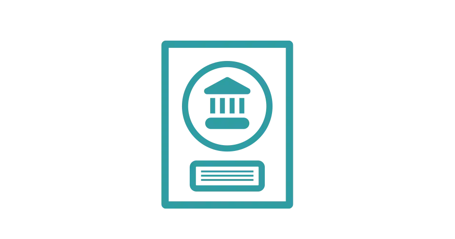 um ícone de um livro de diretrizes legais