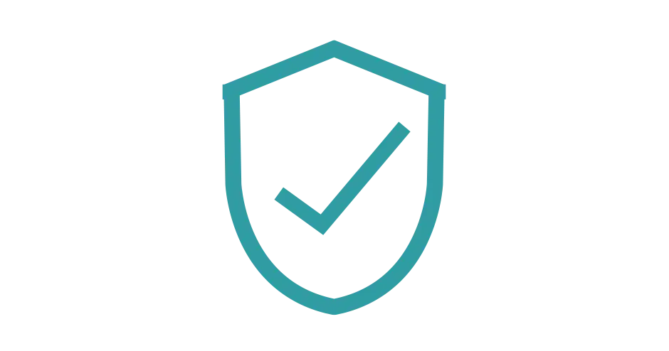 Uma imagem com uma marca de seleção no interior de um escudo 