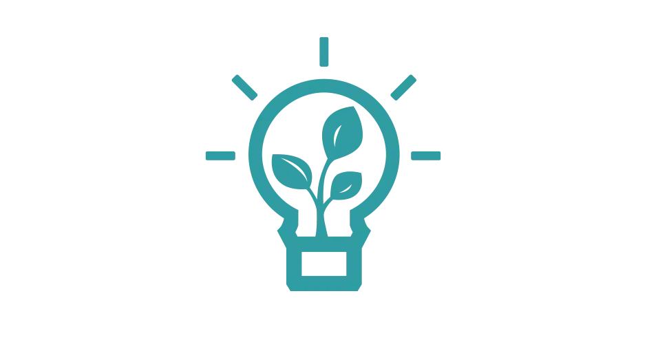 Uma imagem de uma lâmpada com uma folha no interior