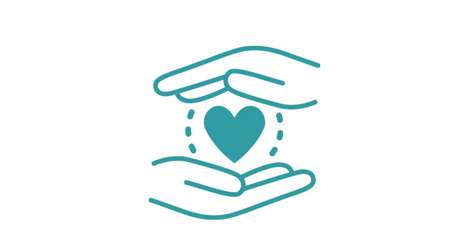 um ícone mostrando 2 mãos segurando um coração