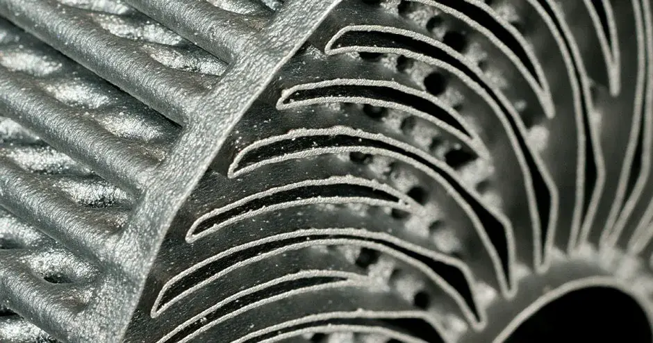 Close-up do trocador de calor em LaserForm para o setor aeroespacial