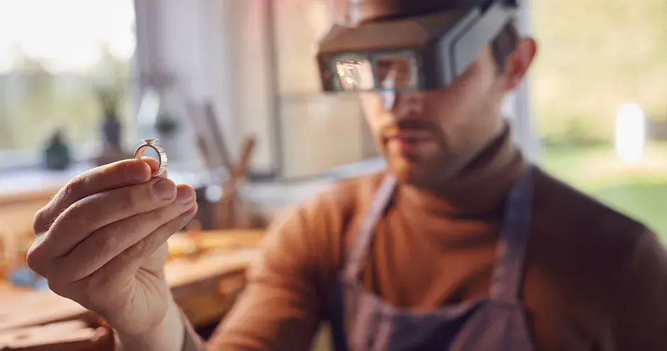 joalheiro segurando um anel