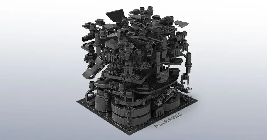 Uma infinidade de peças impressas em 3D em uma bandeja