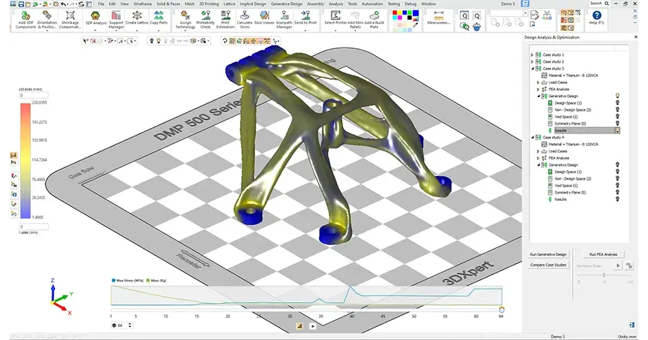Renderização de uma peça de impressão com o 3DXpert