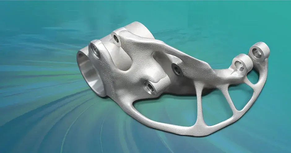 uma peça impressa em 3D de metal para automobilismo