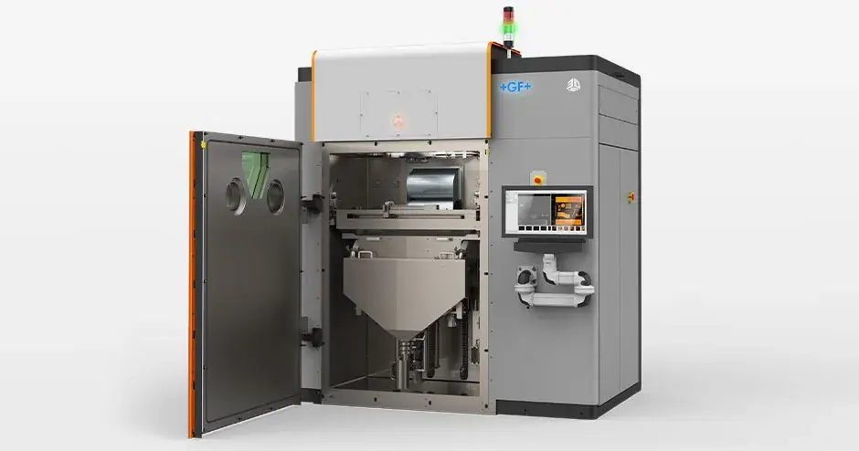 Impressora 3D DMP Flex 350 com a porta aberta