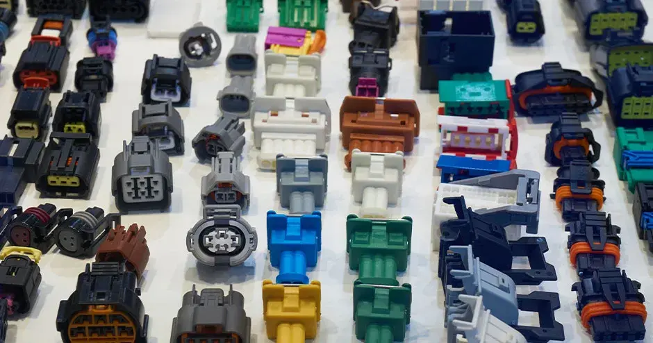 Diferentes tipos de conectores elétricos usados em fiação e arneses elétricos dos veículos