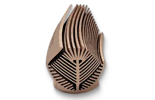 Dissipador de calor impresso em 3D feito de material cobre CuCr2