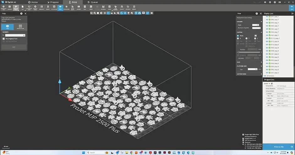 ProJet MJP 2500 with 3D Sprint Software screenshot