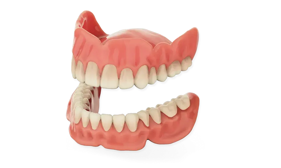 Dentaduras a jato, dentes polidos