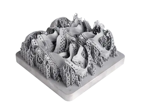 Peças odontológicas impressas em 3D na DMP em uma bandeja