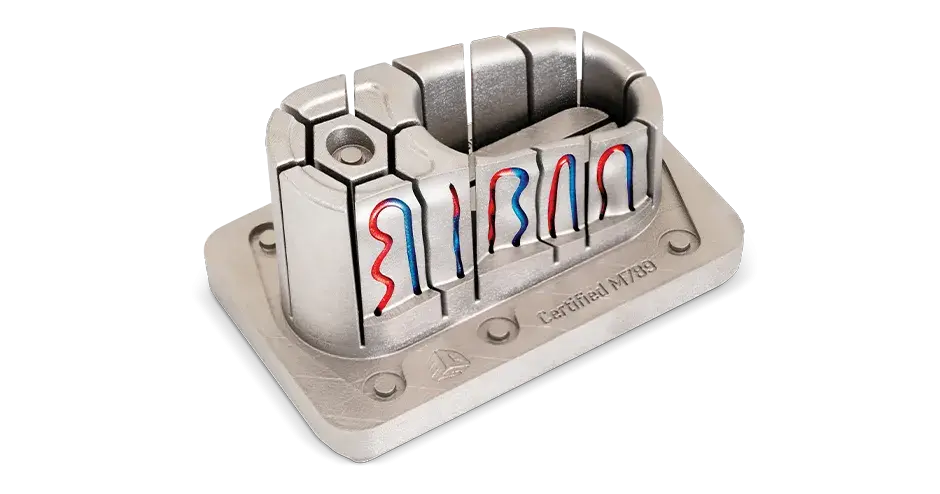 Uma ventilação de inserção do molde com ferramentas DMP de resfriamento conformal, confeccionada com a M789 (A) certificada